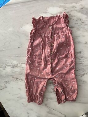 Baby Pink Floral Button Romper